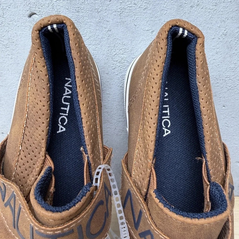 Nautica Orinoco Brown Leather slip On Dress Shoe Sneaker Toddler Size 10‎